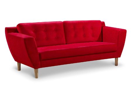 Canapé scandinave 3 places tissu rouge Mondo
