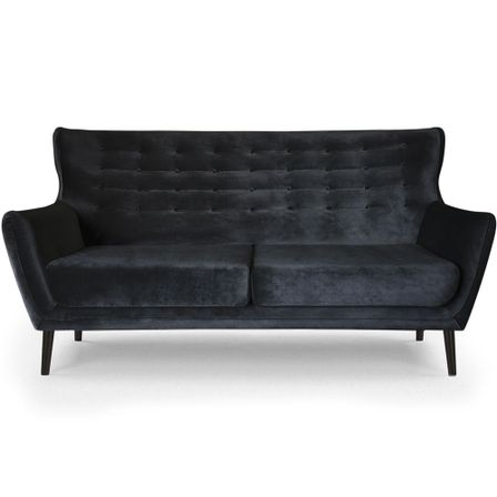 Canapé scandinave 3 places Velours Noir