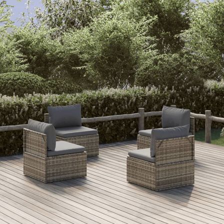 Canapés centraux de jardin 4 pcs Gris 57x57x56 cm Poly rotin