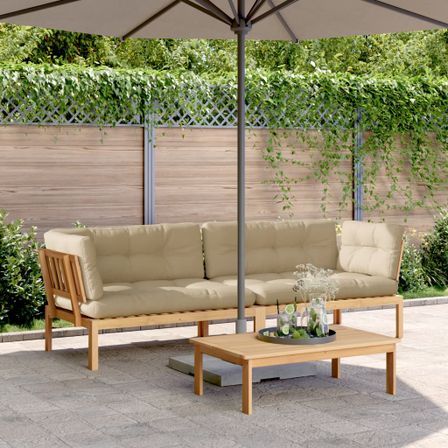 Canapés d'angle palette de jardin 2 pcs et coussins bois acacia