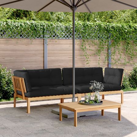 Canapés d'angle palette de jardin 2 pcs et coussins bois acacia