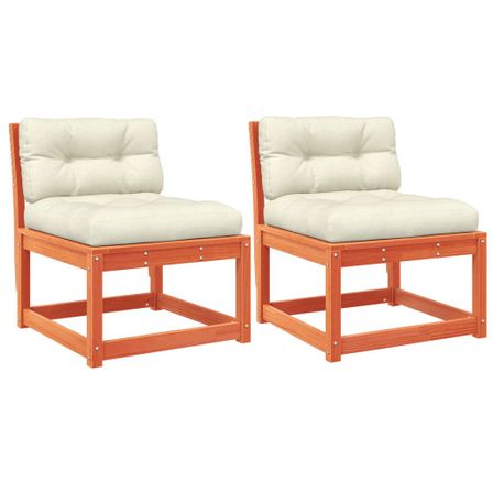 Canapés de jardin et coussins 2pcs marron bois pin massif