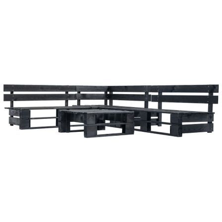 Canapés de jardin palette 4 pcs Noir Bois 2