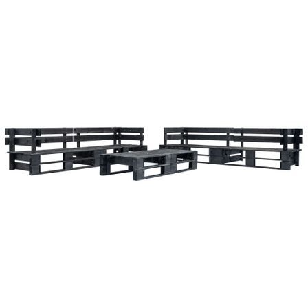 Canapés de jardin palette 6 pcs Noir Bois 3