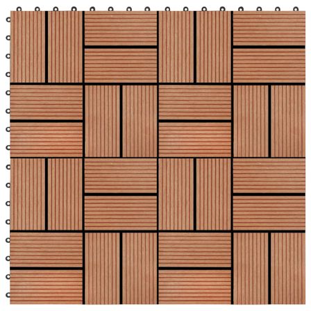 Carreau de terrasse 11 pcs WPC 30 x 30 cm 1 m² Couleur Teck