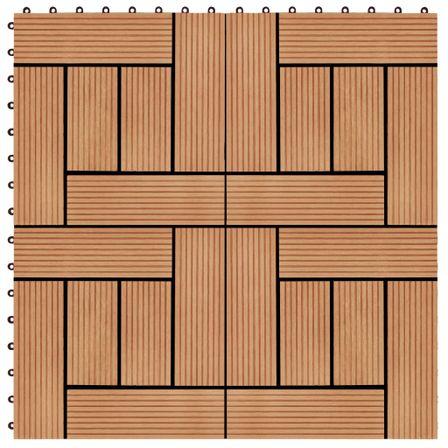 Carreau de terrasse 11 pcs WPC 30 x 30 cm 1 m² Couleur Teck 2