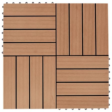 Carreau de terrasse 11 pcs WPC 30 x 30 cm 1 m² Couleur Teck 3