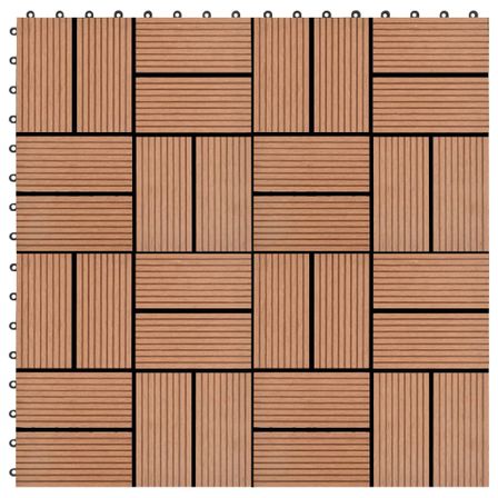 Carreau de terrasse 11 pcs WPC 30 x 30 cm 1 m² Marron