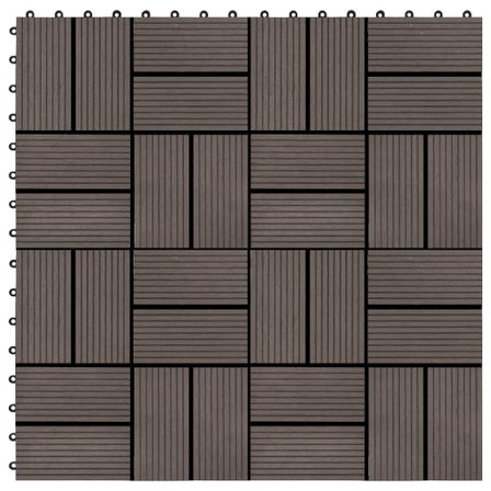 Carreau de terrasse 11 pcs WPC 30 x 30 cm 1 m² Marron foncé