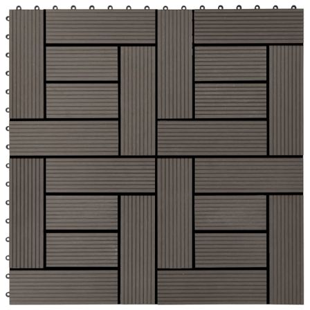 Carreau de terrasse 11 pcs WPC 30 x 30 cm 1 m² Marron foncé 3
