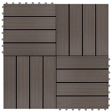 Carreau de terrasse 11 pcs WPC 30 x 30 cm 1 m² Marron foncé 2