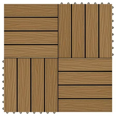 Carreau de terrasse en relief 11 pcs WPC 30 x 30 cm 1 m²