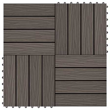 Carreau de terrasse en relief 11 pcs WPC 30x30 cm 1 m² Marron