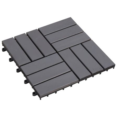 Carreaux de terrasse 10 pcs Délavage gris 30x30 cm Acacia solide 2