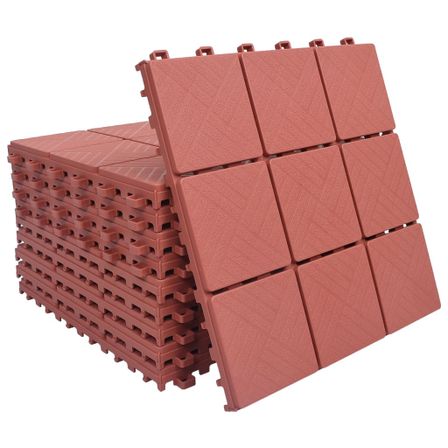 Carreaux de terrasse 10 pcs Rouge 30,5x30,5 cm Plastique
