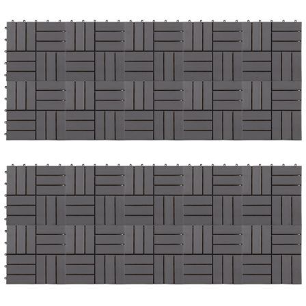 Carreaux de terrasse 20pcs Délavage gris 30x30 cm Acacia solide 2