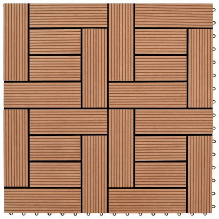Carreaux de terrasse 22 pcs 30 x 30 cm 2 m² WPC Marron 2