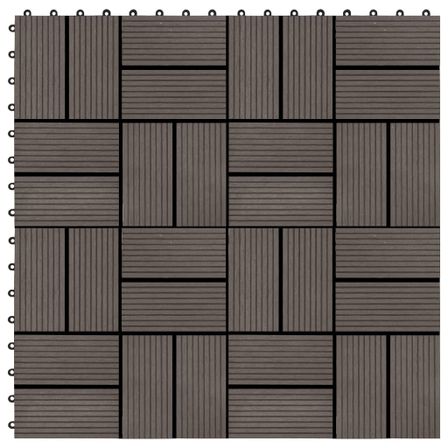 Carreaux de terrasse 22 pcs 30 x 30 cm 2 m² WPC Marron foncé 2