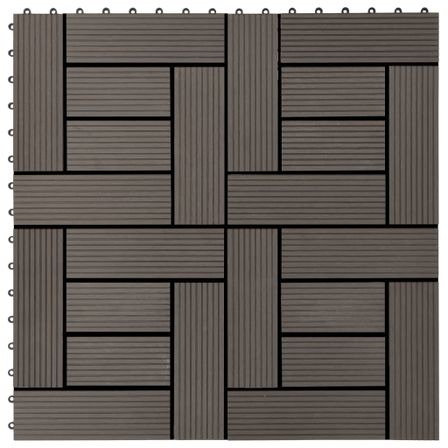 Carreaux de terrasse 22 pcs 30 x 30 cm 2 m² WPC Marron foncé