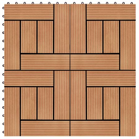Carreaux de terrasse 22 pcs 30 x 30 cm 2 m² WPC Teck 2