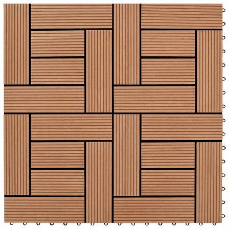 Carreaux de terrasse 30x30 cm 11 pcs Marron WPC 1 m2