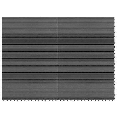 Carreaux de terrasse 6 pcs WPC 60x30 cm 1,08 m² Noir