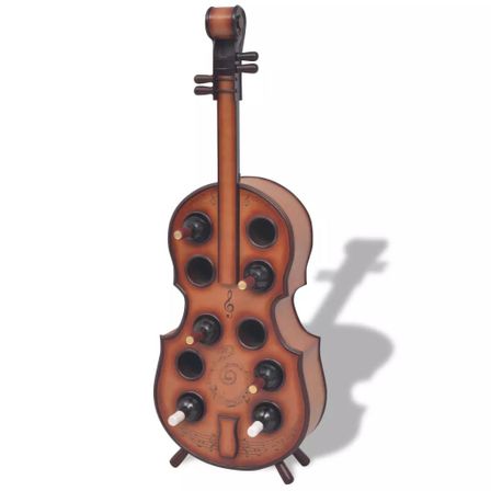 Casier à 10 bouteilles en forme de violon Marron