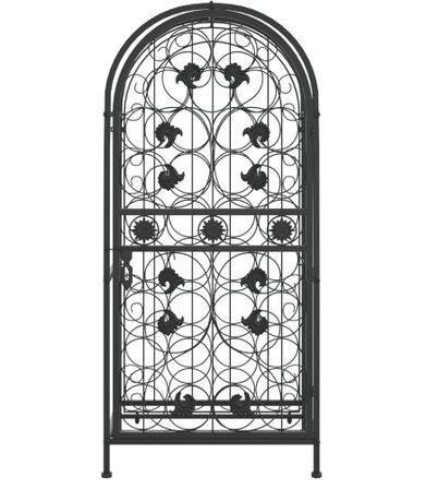 Casier à bouteilles 33 bouteilles noir 45x36x100 cm fer forgé