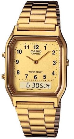 Casio Aq-230ga-9b Dual Time Gold Vintage **original Box**