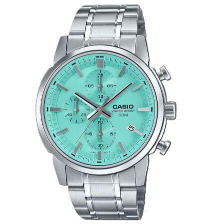 Casio Collection Chrono Date Silver Aqua MTP-E510D-2AVDF