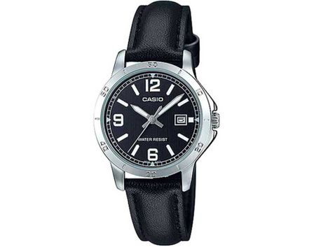 Casio Collection Lady Date, Leather - Black LTP-V004L-1BUDF