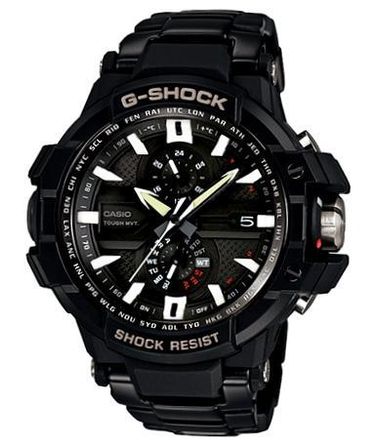 Casio G-shock Serie G-aviation Gravity - Gmt - Radiocontrolled - Analog - Solar - Tough Movement - Thermometer - Triple G Costruction - S/s Ip Black - Wr 200m GWA-1000D-1ER