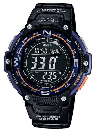 Casio Sgw-100-2ber Outgear Compass. Thermometer. Chrono. Twin Sensor. 5 Alarms. Snooze. Automatic Calendar Wr 100 **original Box**