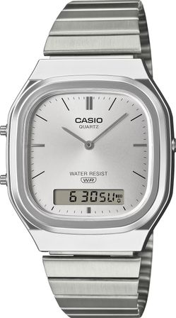 Casio Vintage Edgy Rounded Square - Silver AQ-240E-7AEF