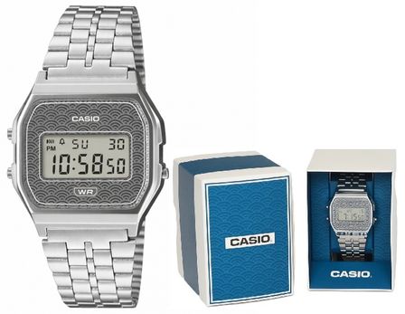 Casio Vintage Iconic - Traditional Seigaiha Pattern - Grey A159WEVJ-7ER
