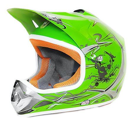 Casque enfant de cross vert brillant Full sport