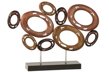 Cercles ouverts sur pied métal mix marron H 40 cm