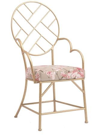 Chaise à manger métal doré et assise tissu Kioska - Lot de 2