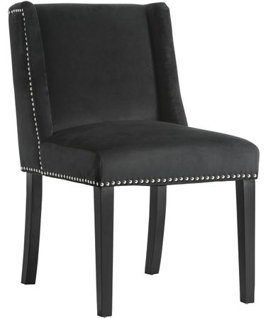 Chaise à manger velours et pieds pin massif noir Rayo