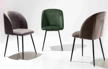 Chaise avec accoudoir moderne velours et métal noir Markaly - Lot de 2