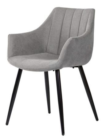 Chaise avec accoudoir tissu matelassé et acier noir Kony
