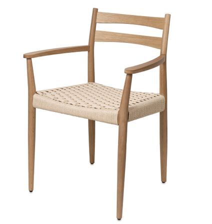 Chaise avec accoudoirs en bois de chêne et corde tressée VONY - Confort structuré