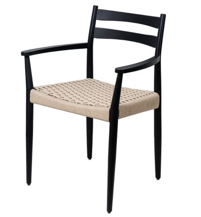 Chaise avec accoudoirs en bois de chêne et corde tressée VONY - Confort structuré