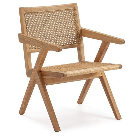 Chaise avec accoudoirs en bois de chêne et rotin naturel ARKIN – Elégance et authenticité