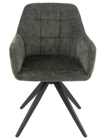 Chaise avec accoudoirs LOUNA – Tissu doux et pieds acier noir