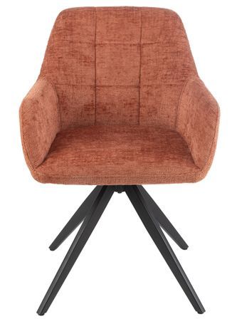 Chaise avec accoudoirs LOUNA – Tissu doux et pieds acier noir