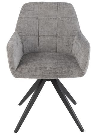 Chaise avec accoudoirs LOUNA – Tissu doux et pieds acier noir