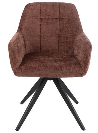 Chaise avec accoudoirs LOUNA – Tissu doux et pieds acier noir