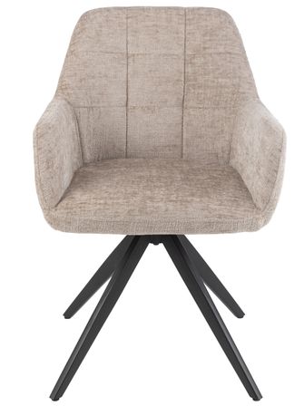 Chaise avec accoudoirs LOUNA – Tissu doux et pieds acier noir