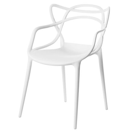 Chaise avec accoudoirs polypropylène camel mate et pieds acier blanc Croizy